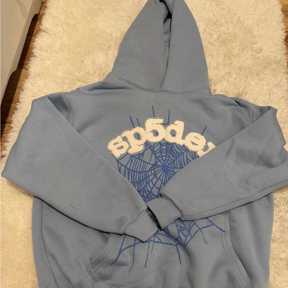 Blue Spider crystal Web Hoodie